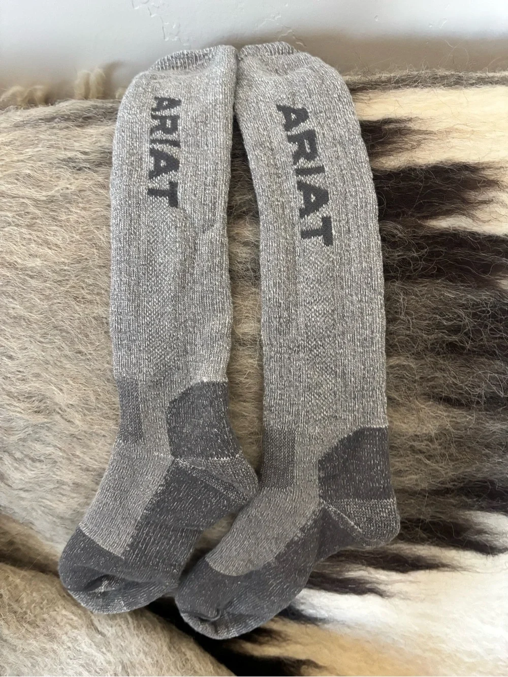 Ariat Men's Gray Performance Crew Socks - long xlarge tall boot socks